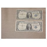 Lot of 2 1957 $1.00 Blue Seal Note