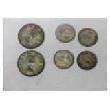 Lot of 6 Canadian Silver Coins