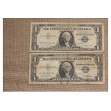 Lot of 2 1957 Blue Seal One Dollar