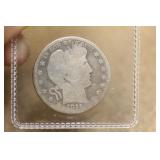 1911-D Barber Silver Half Dollar