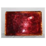 A Handmade Blenko Red or Orange Glass Block