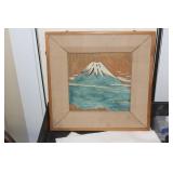 Japanese Mount Fiji Enamel on Tile
