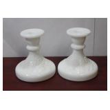A Pair of Milkglass Candlesticks