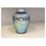 Silver Overlay Iridescent Art Glass Vase