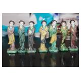 Antique Chinese Set of 7 Porcelain Beauties