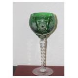 Green Color Cut Glass Goblet