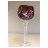 Ruby Red Cut Glass Goblet