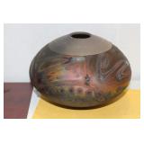 A KC Klug Raku Pottery Vessel
