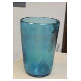 Teal Glass taper Cylinder Vase