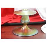 A Signed Steuben Aurene Candle Holder