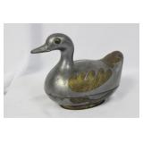 A Chinese Pewter Duck Container