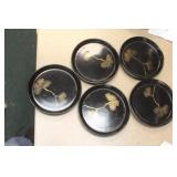 Set of 5 Japanese Wajima Lacquer Trays