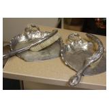 2 Sets of art Nuveau brush sweep and crumb catcher