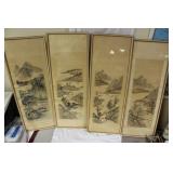 Set of 4 Chinese Silk Painting