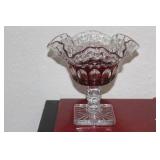 Cranberry Glass Stem Bowl