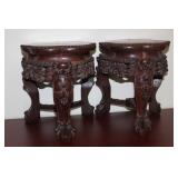 Pair of Chinese Marble Top Stand