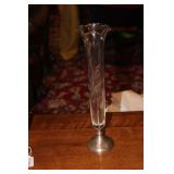 Sterling Rim Etched Glass Vase