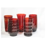 Lot of 5 Ruby Red Tumblers