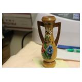 A Wooden Miniature Hand Painted Vase - Signed