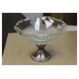 Sterling base Glass Compote