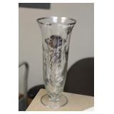 Silver Overlay on Glass Beaker Vase