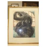 Framed Nude Lithograph by Lehman