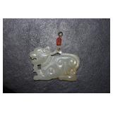 A Jade or Similar Hard Stone and 14Kt Gold Pendant