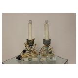 Lot of 2 Vintage Lucite Base Table Lamps
