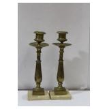 A Pair of Vintage Marble Base Candlesticks