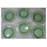 Set of 6 Vaseline Glass Plate