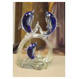 Art Glass Dolphins Group