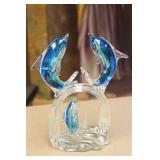 Art Glass Dolphins Group