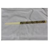 A Pair of Cloisonne and Bone Copsticks