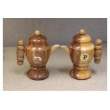 Wooden set of salt and pepper shakers