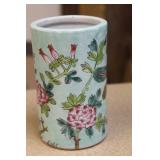 Vintage Chinese Famille Verte Brush Pot
