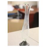 A Weighted Sterling Etched Glass Vase