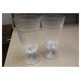Set of 2 Etched Glass Water Tumblers