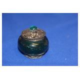 An Oriental Glass and Metal Trinket Box