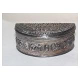 Ornate Half Moon Silver Box