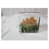 A Signed and Dated Art Glass Block