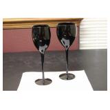 A Pair of Maroon Glass Goblets