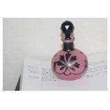 Silver Overlay Art Glass Parfume Bottle