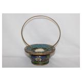 A Cloisonne Candle Holder in the Form of a Basket