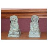 A Pair of Metal Painted Lions
