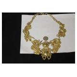 A Signed Gold Plated Dragon and Phoenix Necklace