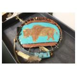 Oil on Leather of a Bison