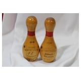 Lot of 2 Commemorative Wooden Bowling Pins