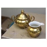 Gold Plated Ornate Cream and Sugar Container