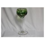 Green Cut Glass Goblet