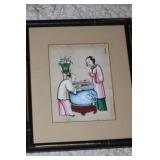 Antique Chinese Framed Pastel on Rice Paper